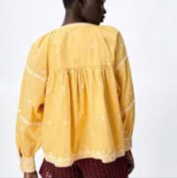 Zara Yellow Embroidered Jacket/Shirt with Tassles. Size XS BNWT - Picture 6 of 7